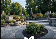 Finished landscaping and stonework